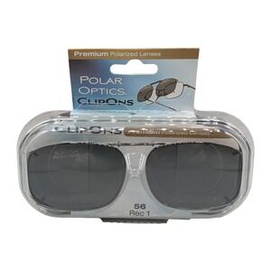 Polar Optics Clip Ons Premium Polarized Sunglasses 56 Rec 1 Gray Lenses New